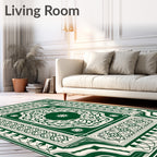 Intricate Emerald Green Medallion Pattern Rug