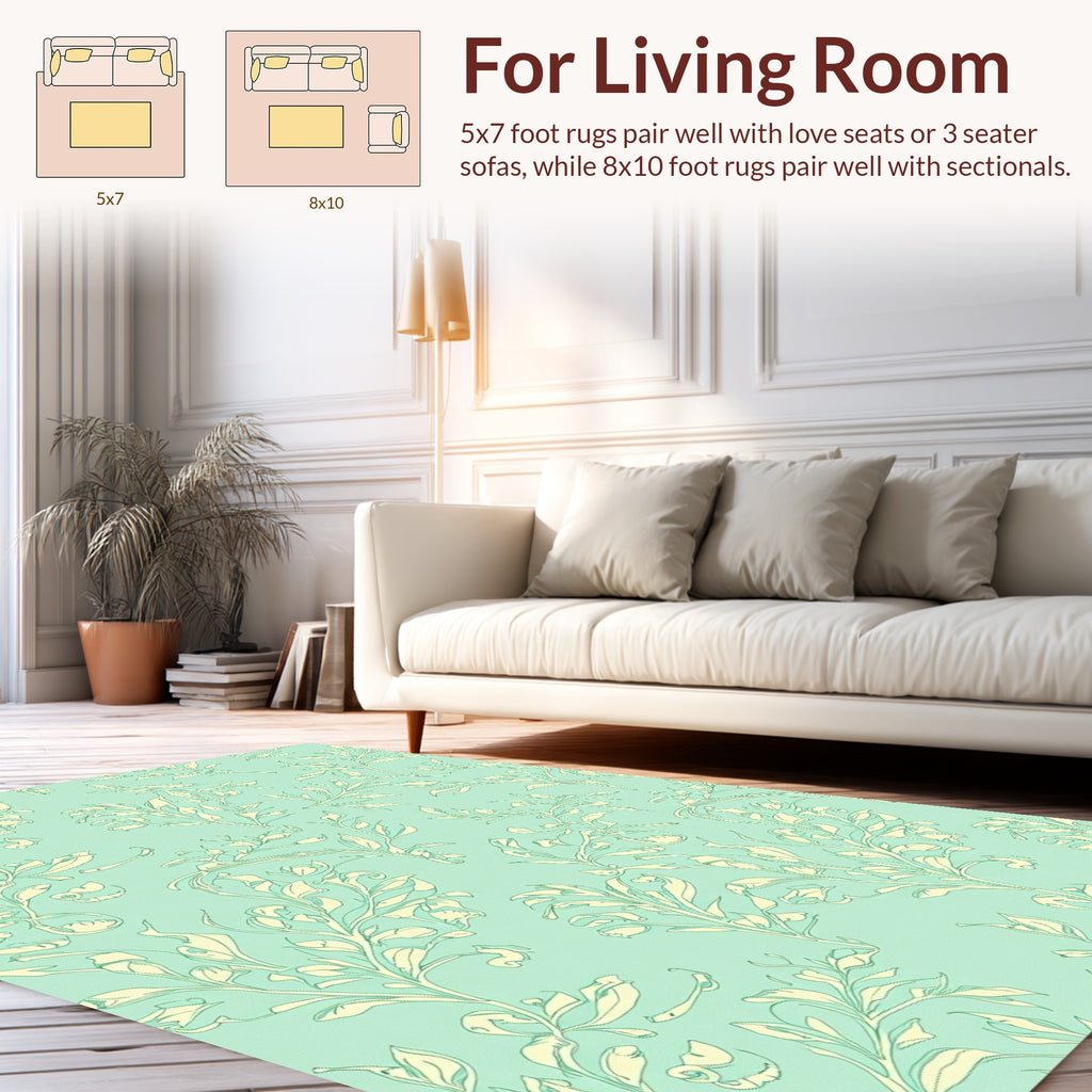 Delicate Pastel Leaf Pattern Rug