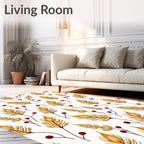Golden Feather and Berry Pattern Rug