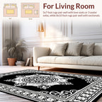 Black White Intricate Mandala Design Rug