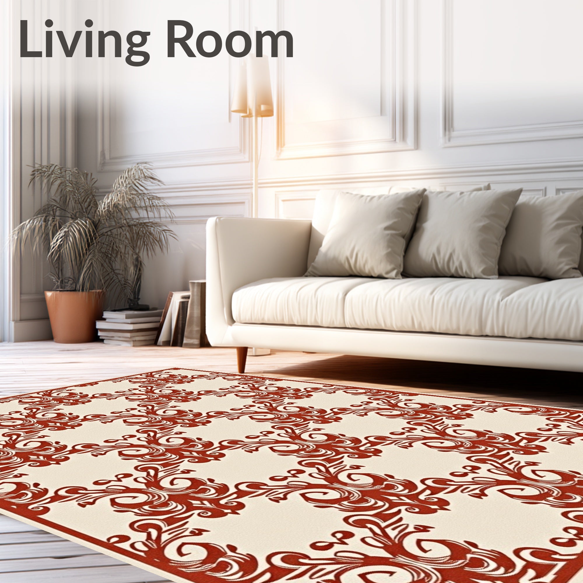 Classic Red Swirls Pattern Rug