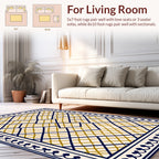 Navy Gold Lattice Overlay Rug