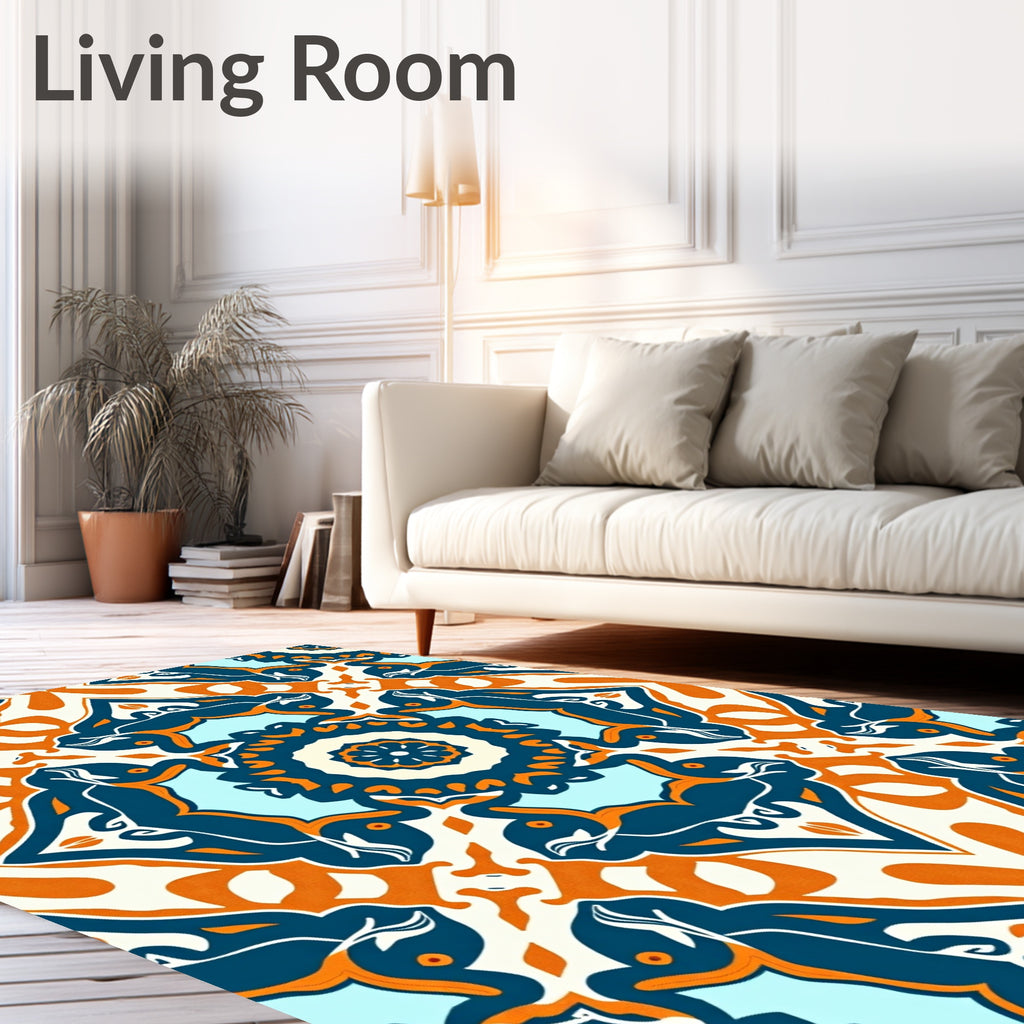 Colorful Symmetrical Medallion Geometric Pattern Rug