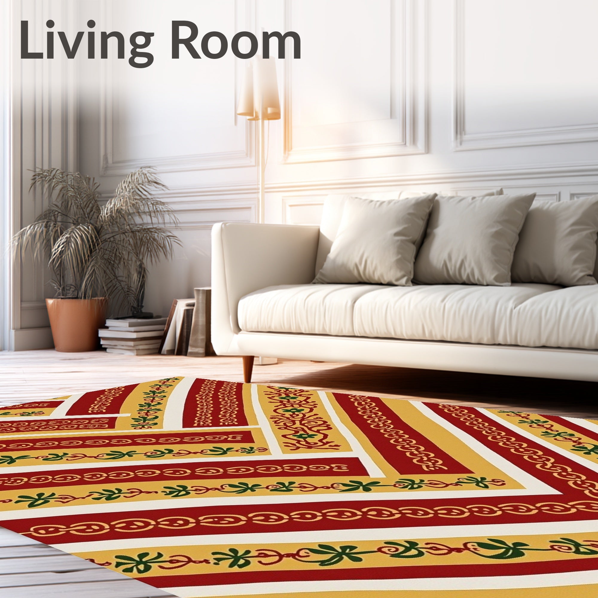 Striped Geometric Floral Band Pattern Rug