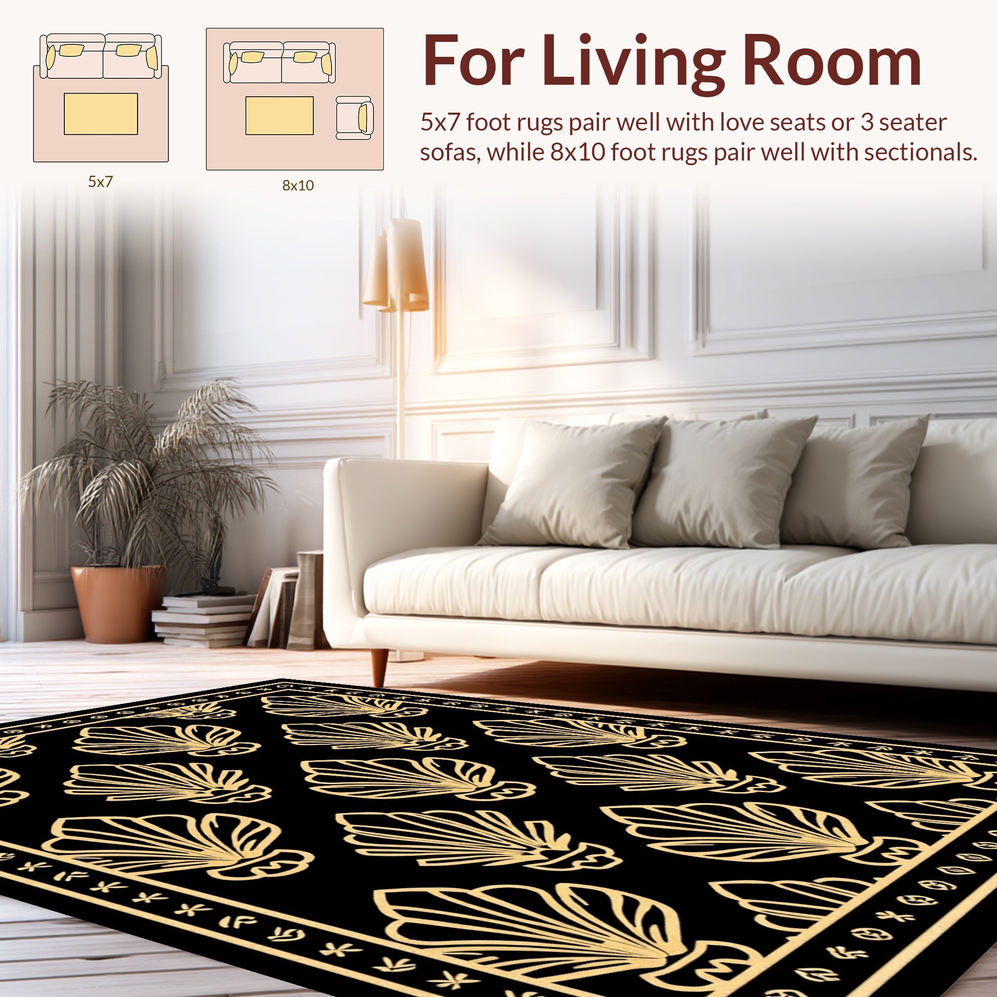 Art Deco Gold Fan Pattern Rug