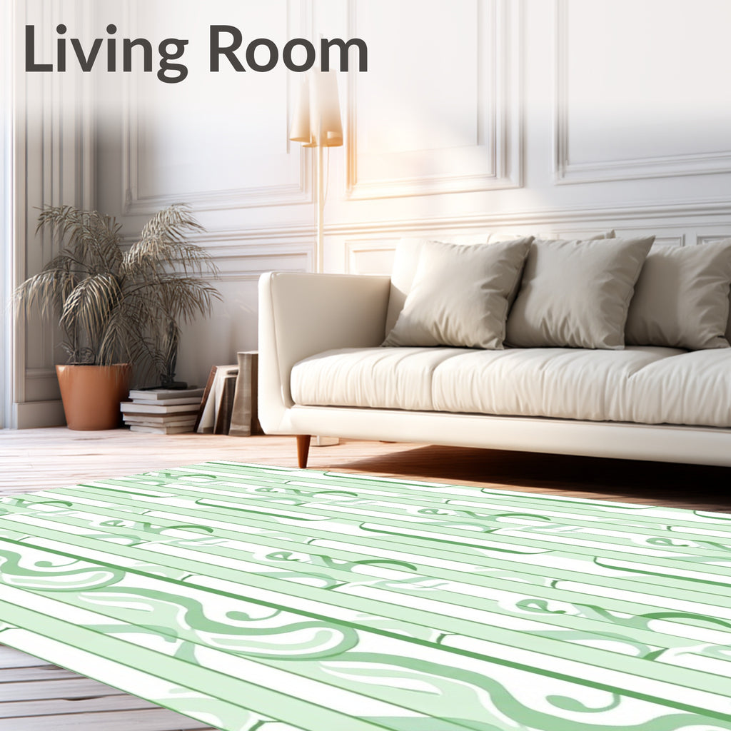 Verdant Swirl Stripe Pattern Rug