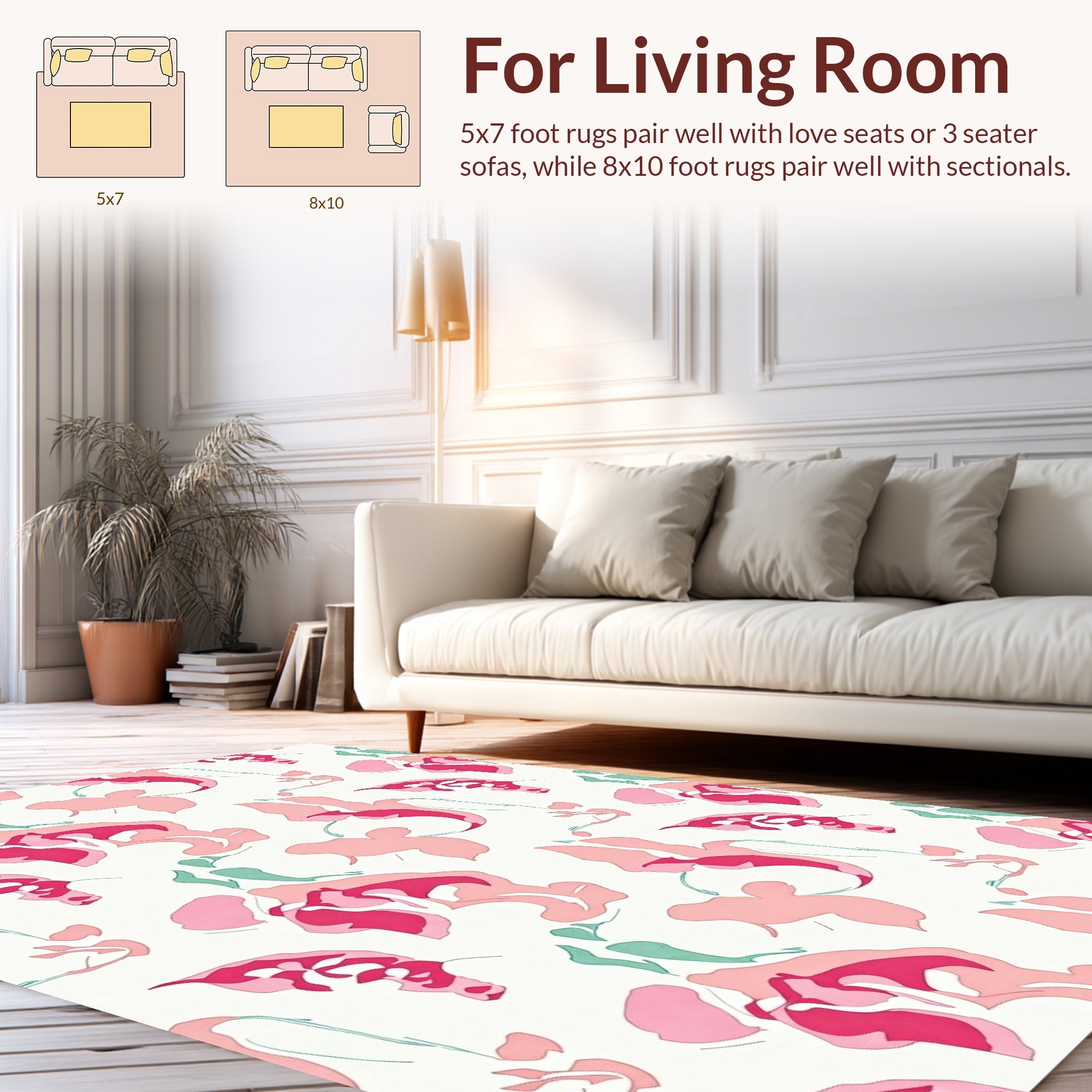 Abstract Pink Floral Shape Pattern Rug