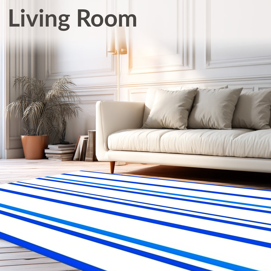 Classic Blue Stripe Pattern Rug