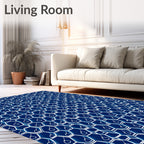 Abstract Hexagonal Blue Pattern Rug