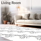 Delicate Botanical Branch Pattern Design Rug