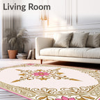 Floral Swirl Design with Pink Accents Rug