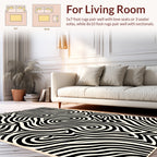Monochrome Swirling Stripes Pattern Rug