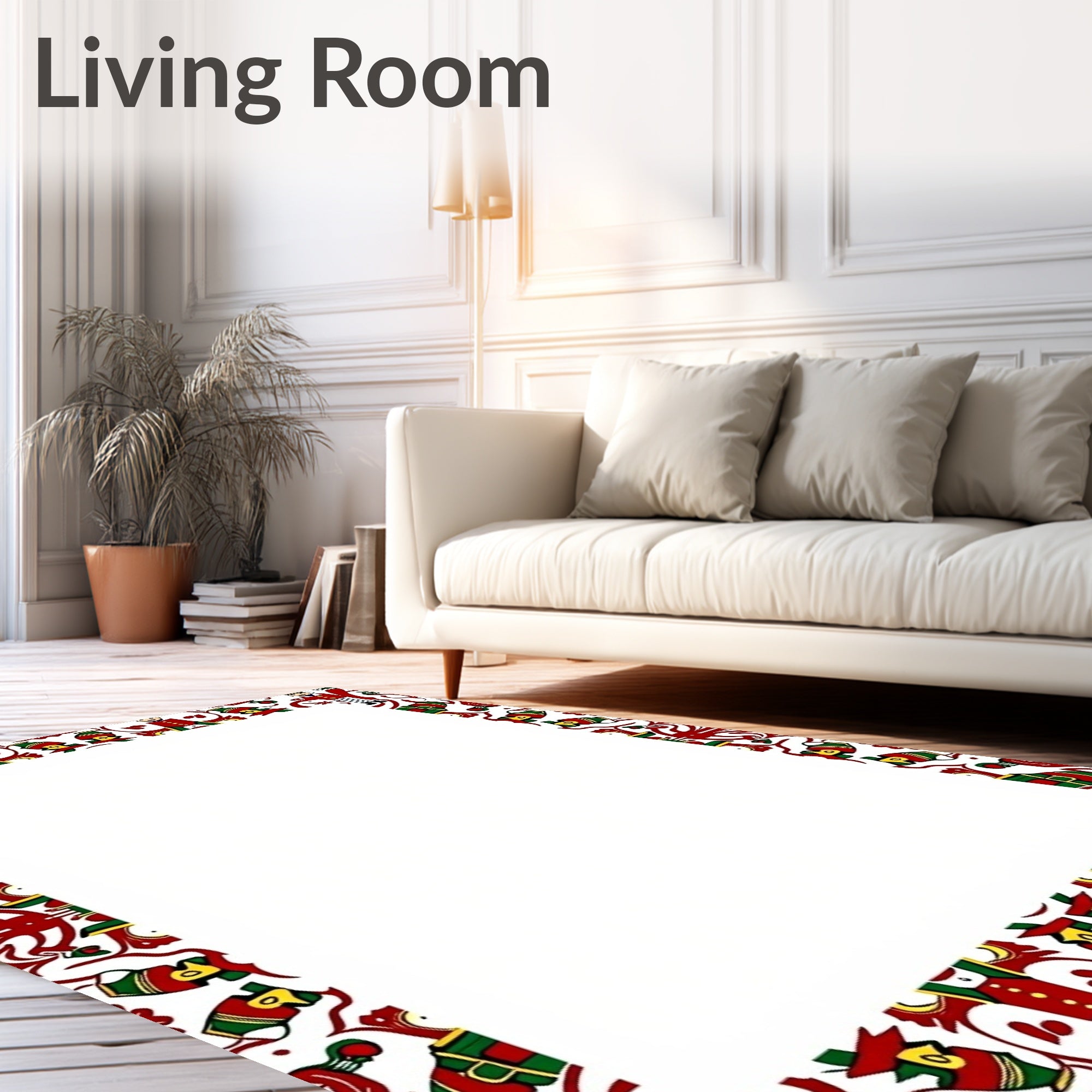 Festive Soldier Nutcracker Holiday Border Rug
