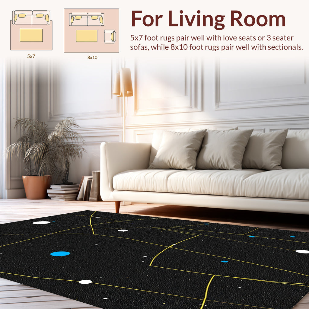 Cosmic Yellow Constellation Pattern Rug