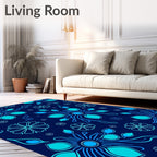 Abstract Floral Design With Blue Tones Rug