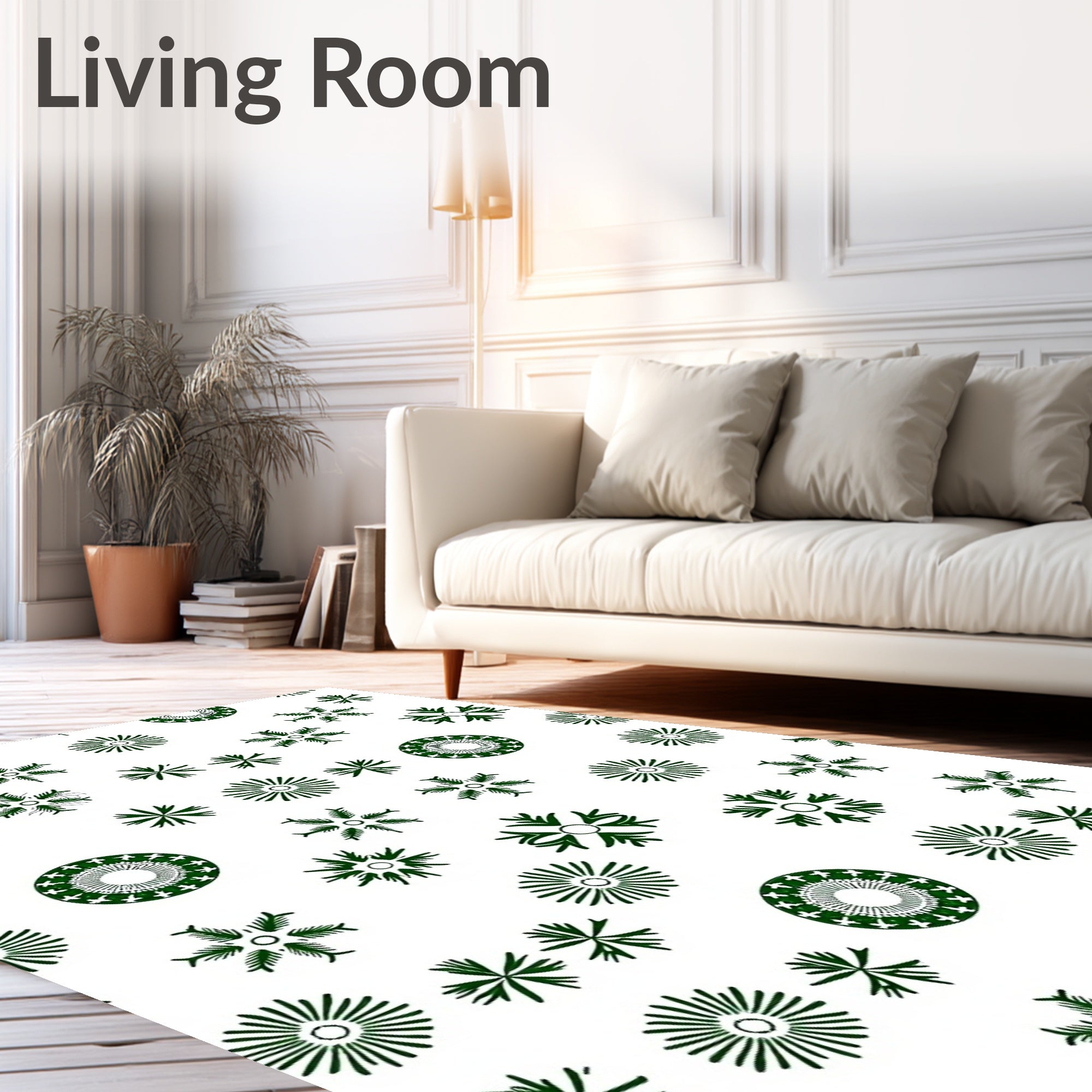 Dark Green Snowflake Scatter Rug