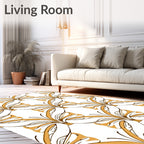 Gold Ochre Interlocking Floral Pattern Rug