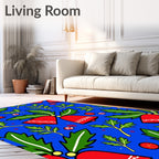 Red Bells Green Leaves Pattern Rug