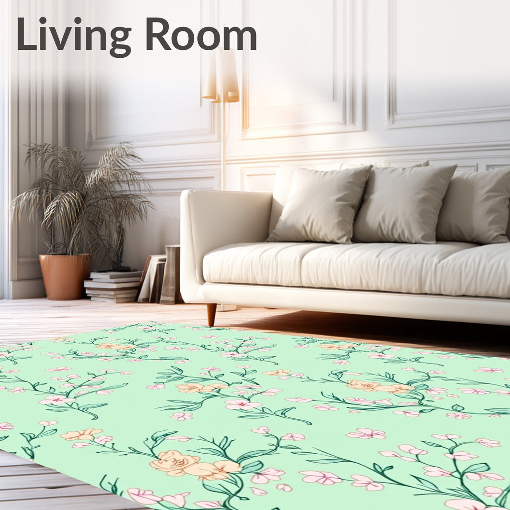 Delicate Floral Vine Pattern Rug