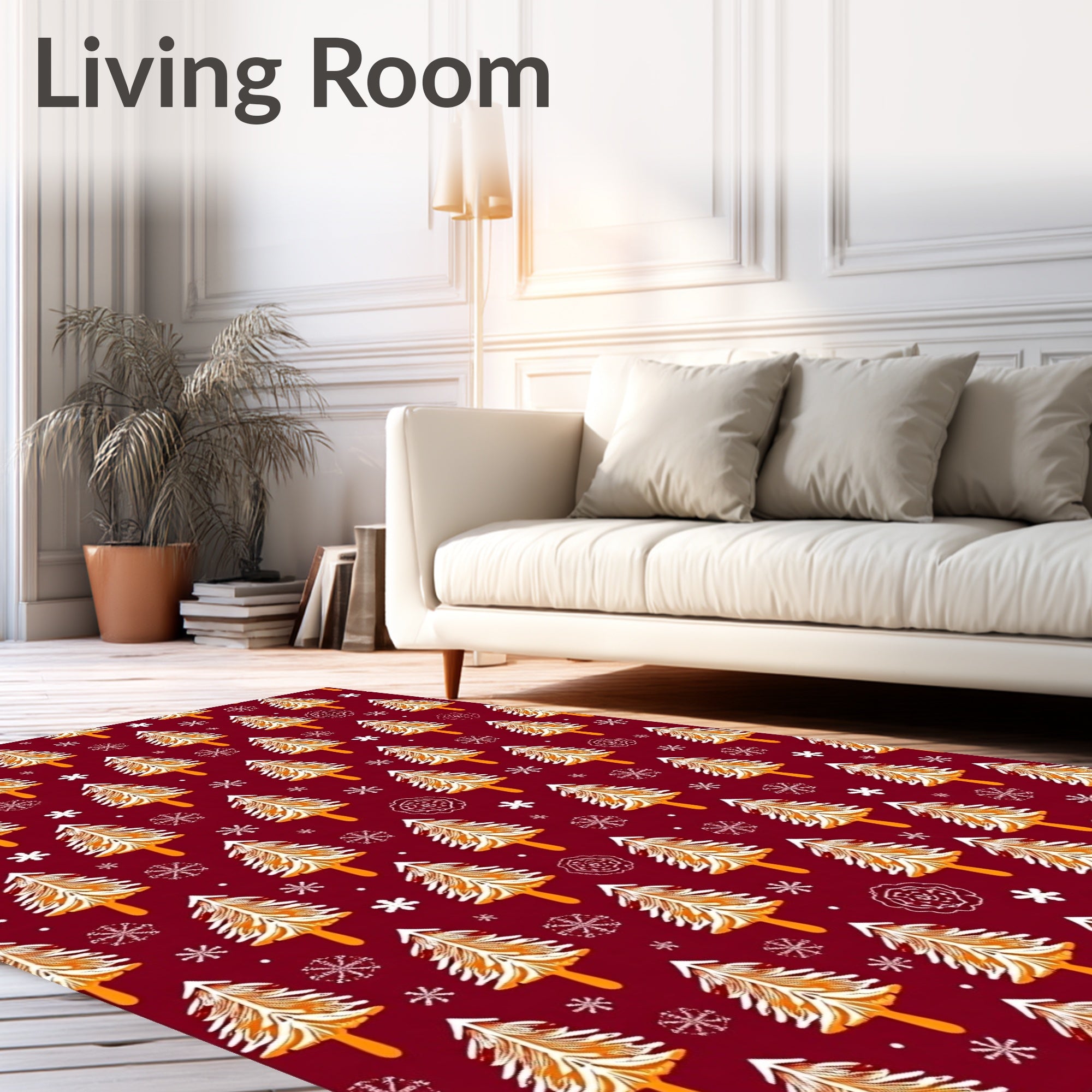 Festive Pinecone Snowflakes Motif Rug