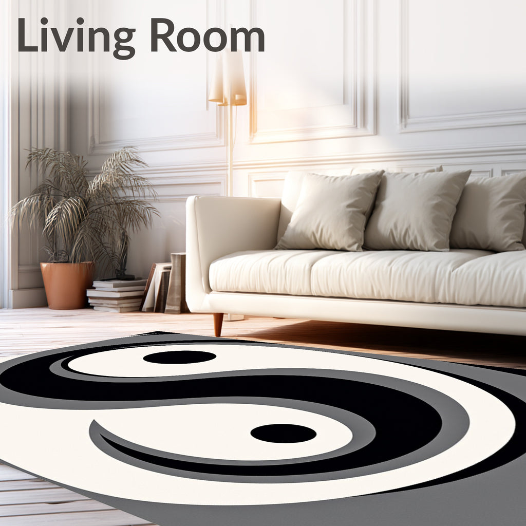 YinYang Abstract Swirl Pattern Rug