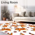 Playful Orange Cats Balls Pattern Rug
