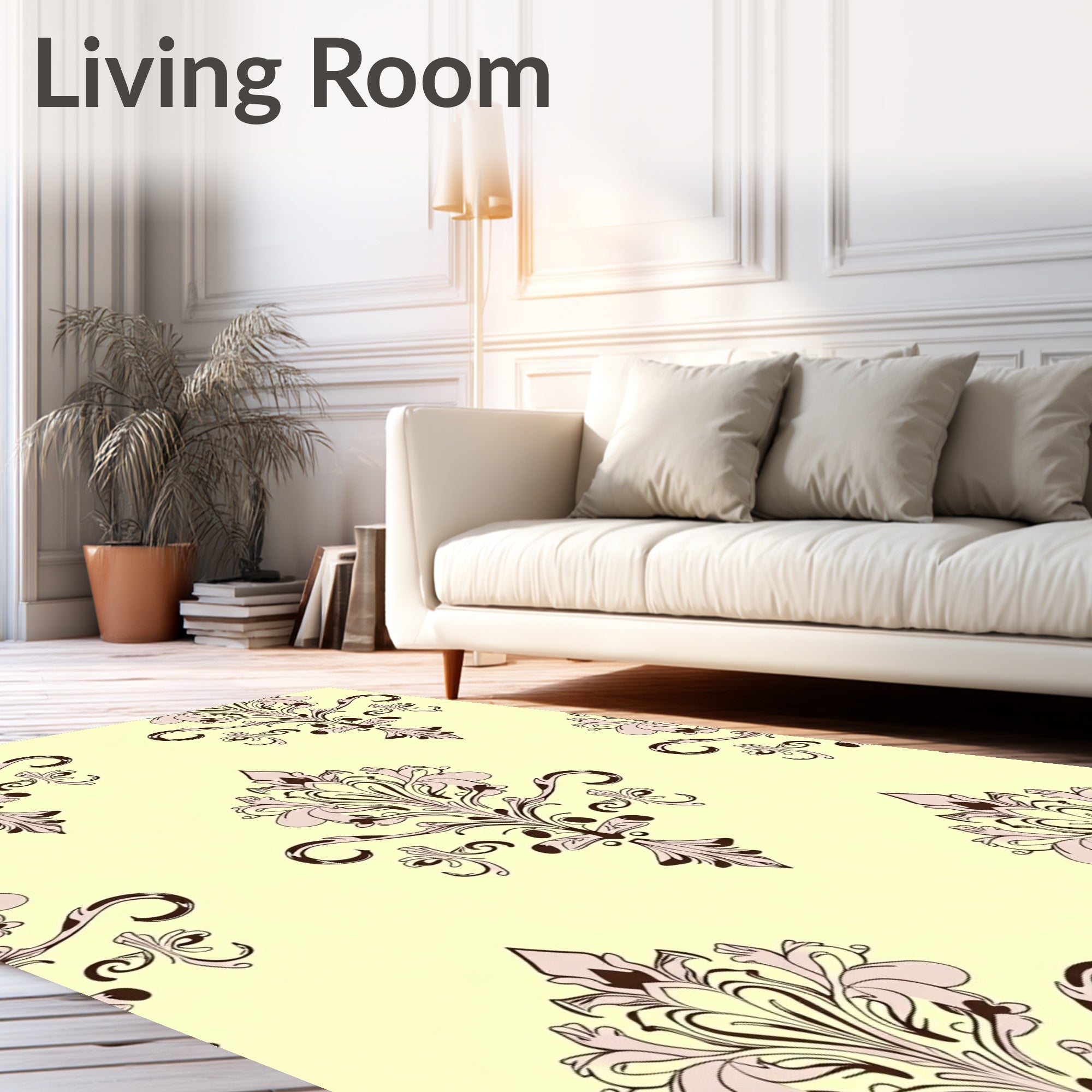 Vintage Floral Damask Patterned Rug