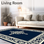 Elegant Cream Ornamental Damask Rug