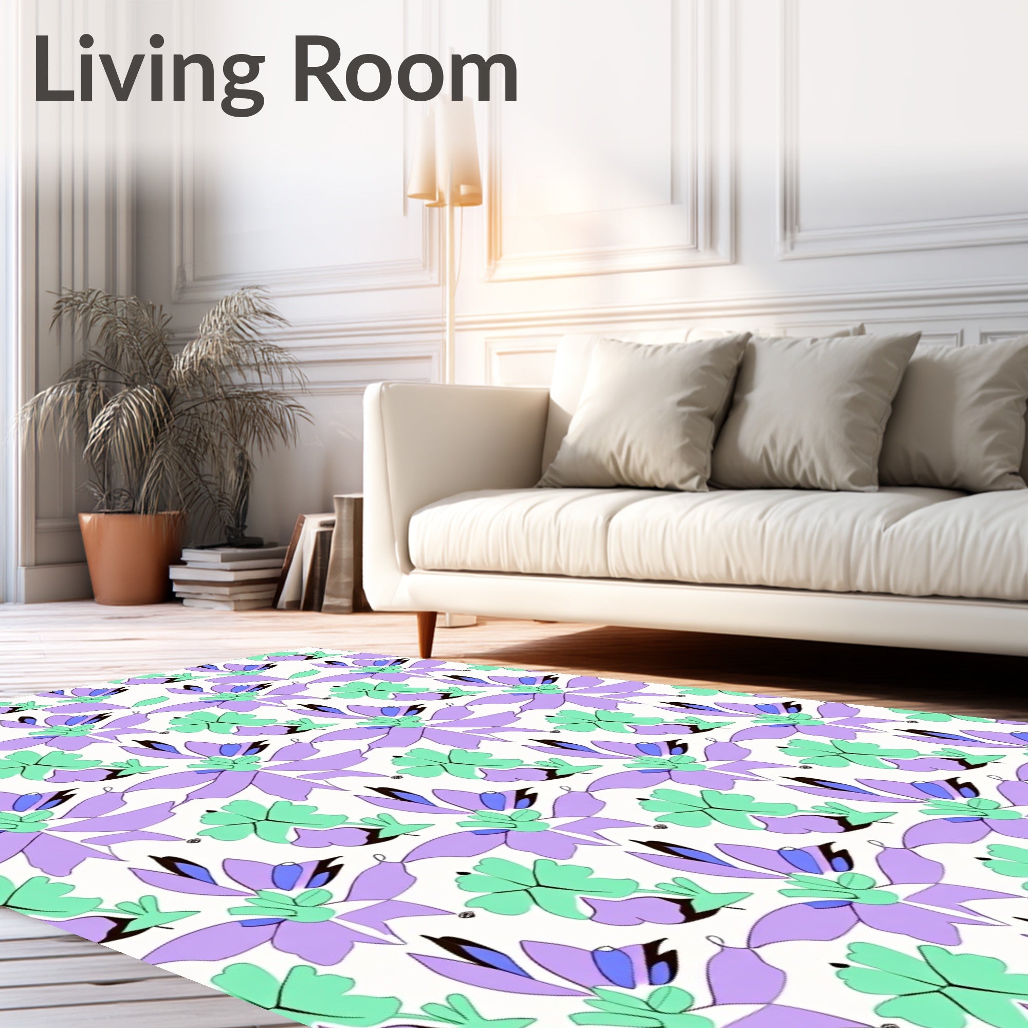 Pastel Floral Abstract Pattern Rug