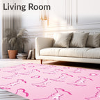 Sweet Pink Heart Cat Outline Rug