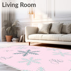 Pink Pastel Snowflake Script Rug