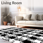 Bold Houndstooth Abstract Pattern Rug