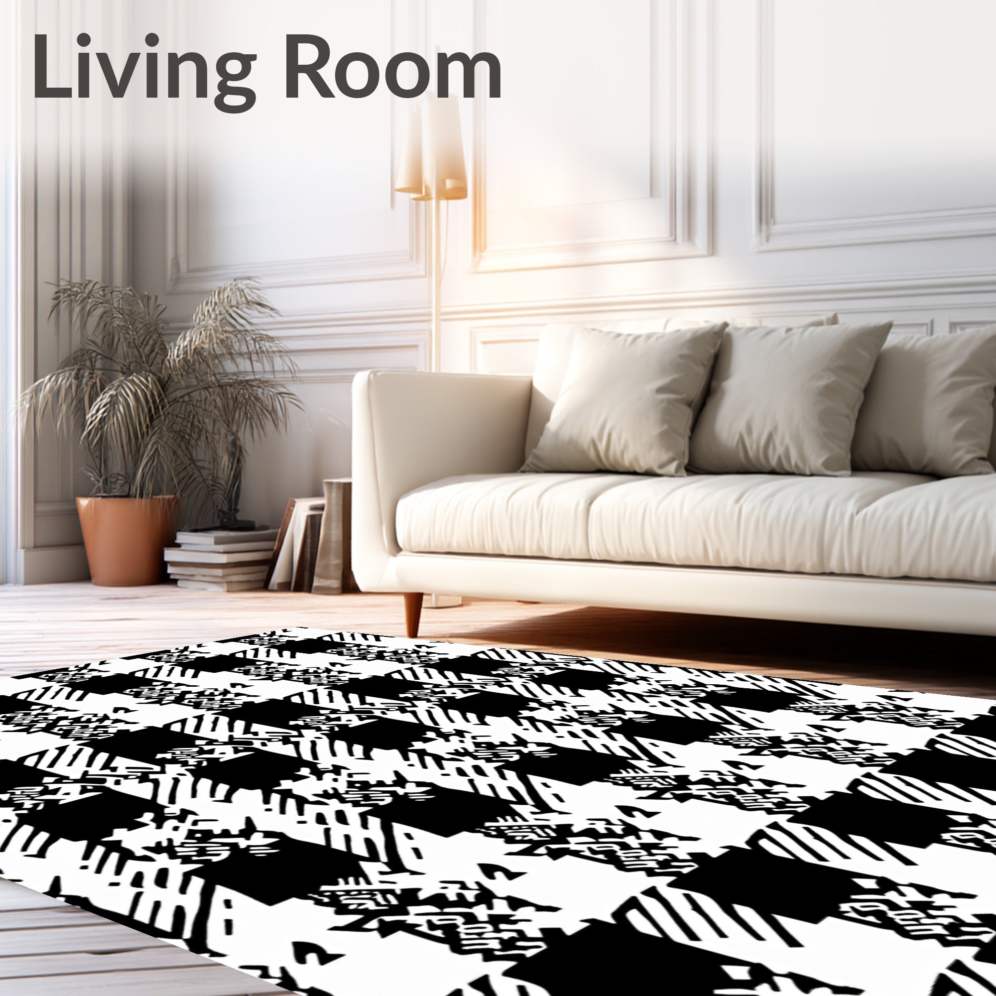 Bold Houndstooth Abstract Pattern Rug