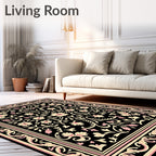 Black Floral Vine Classic Pattern Rug
