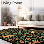 Deer Floral Pattern Rug