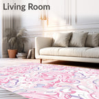 Swirling Pink And White Abstract Pattern Rug