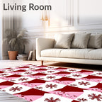Geometric Pink Red Star Pattern Rug