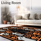 Gothic Halloween Skull Tombstone Pumpkin Rug