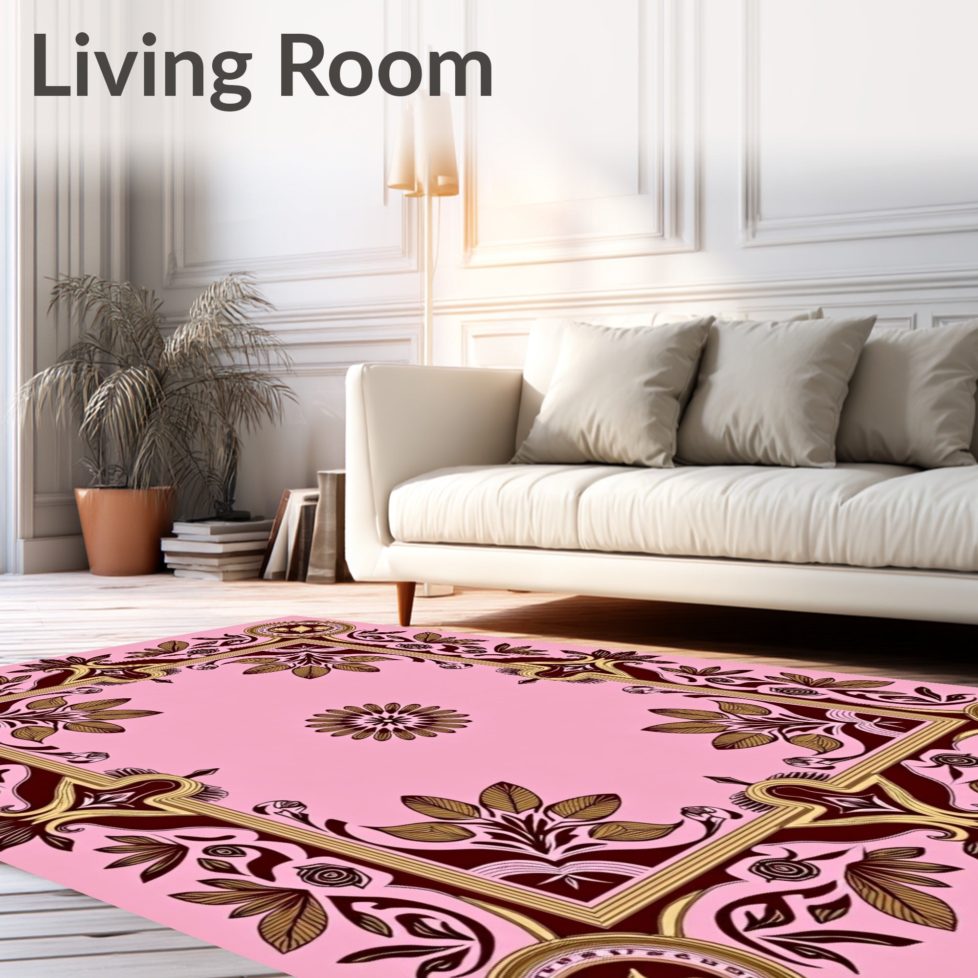 Elegant Floral Border With Center Medallion Rug