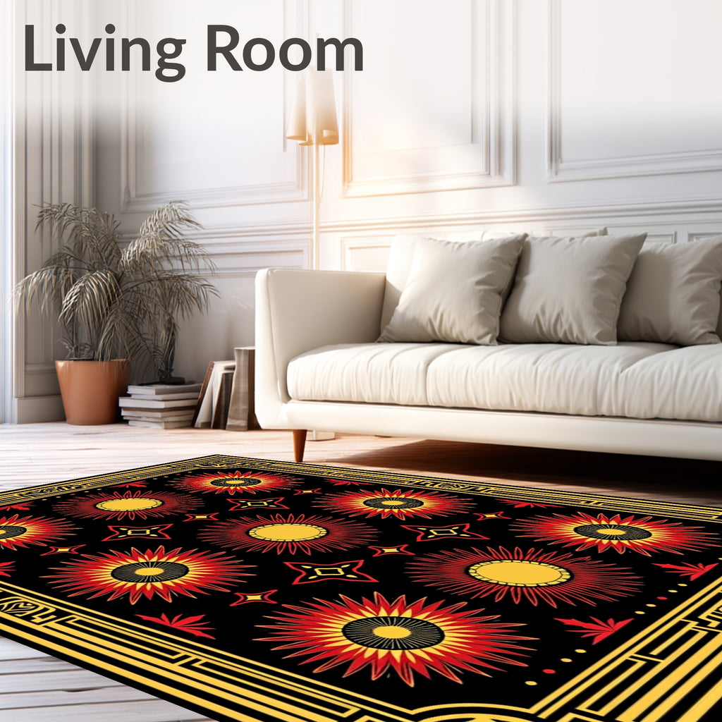 Bold Sunburst Geometric Design Rug
