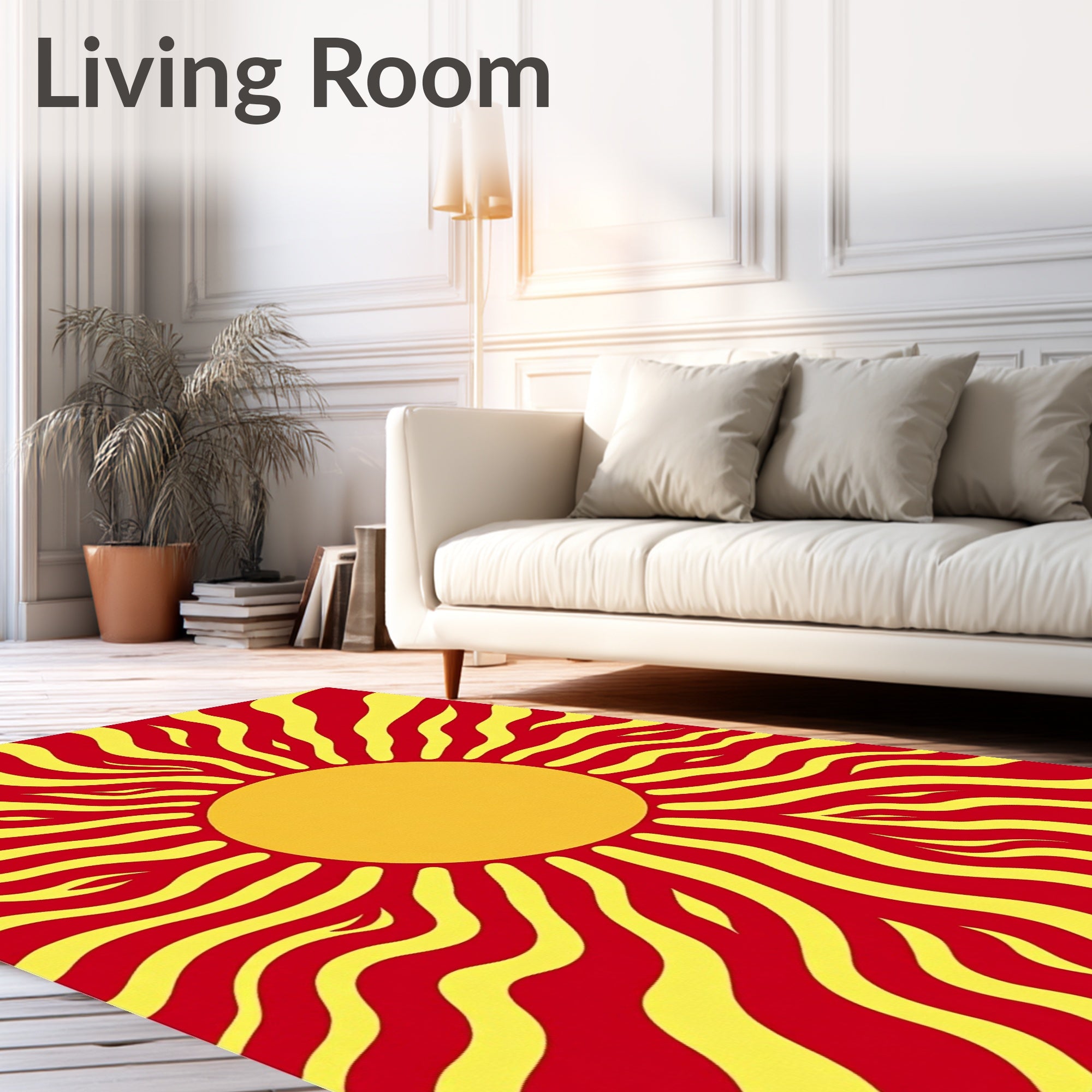 Radiant Sunburst Abstract Waves Rug