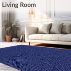 Abstract Navy White Geometric Maze Rug