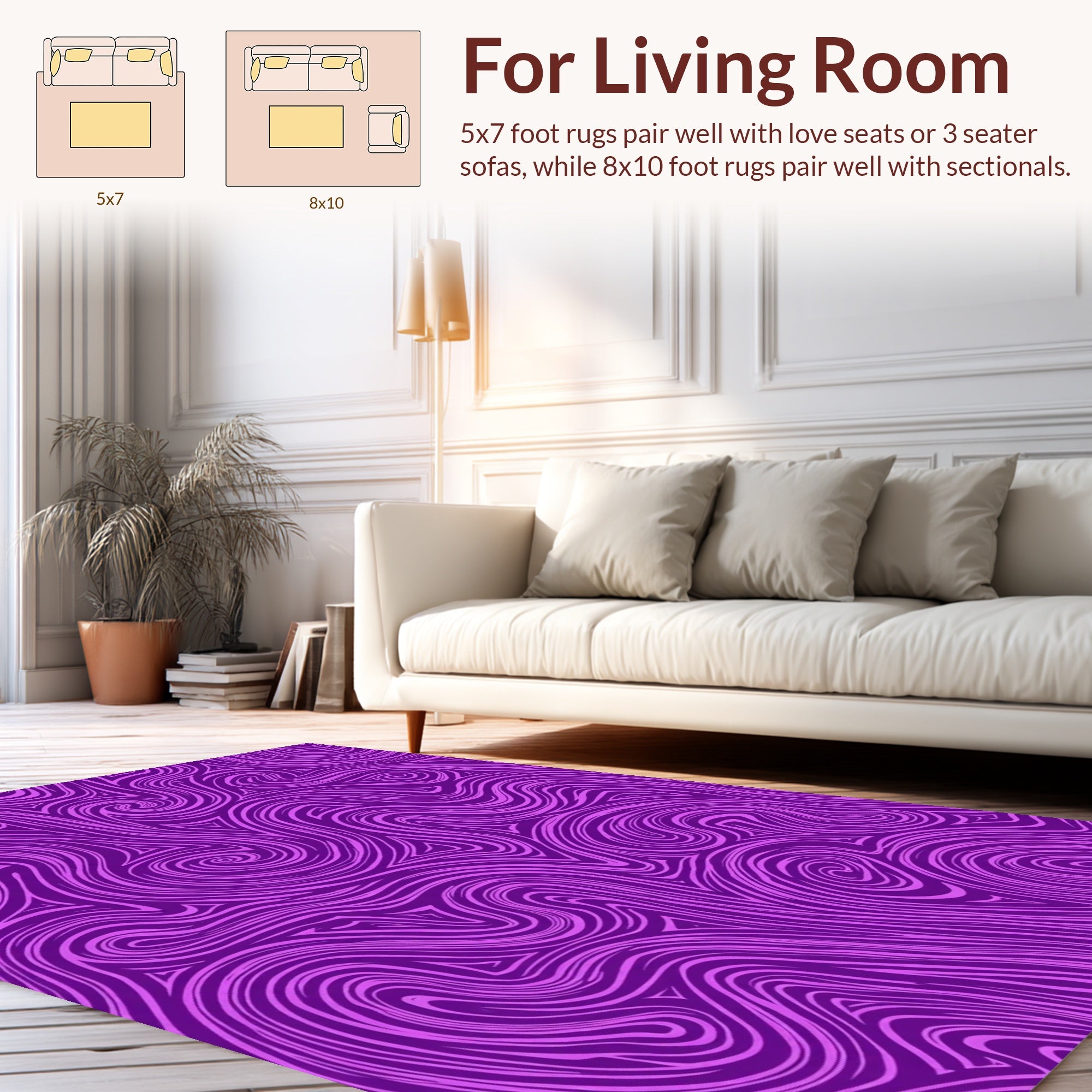 Purple Swirling Wave Abstract Rug