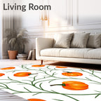 Whimsical Orange Pumpkin Vine Pattern Rug