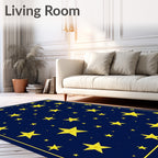 Midnight Yellow Starfield Scatter Rug