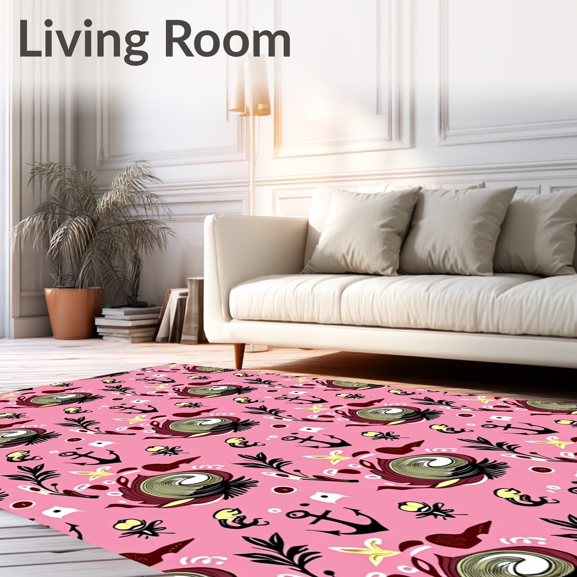 Whimsical Anchor Spiral Pattern Rug