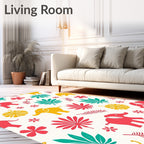 Playful Elephant Floral Pattern Rug
