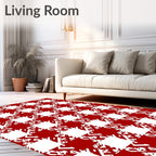 Red White Buffalo Check Design Rug