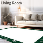 Forest Green White Winter Snowflakes Rug