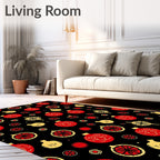 Red Yellow Festive Ornament Pattern Rug